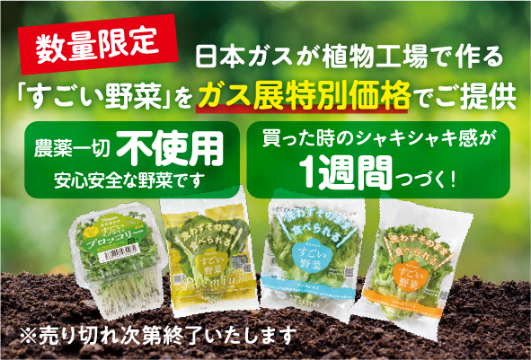 「すごい野菜」をガス展特別価格でご提供