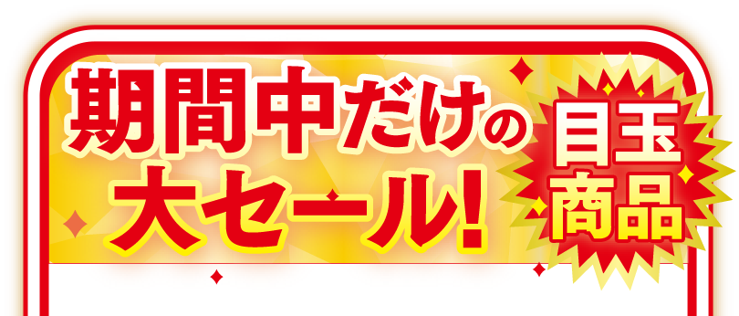 期間中だけの大セール！目玉商品